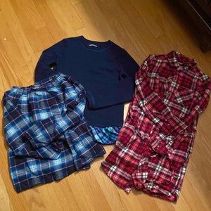 Set of Lands end girls flannel tops size7/8